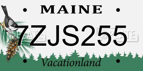 7ZJS255 Maine License Plate