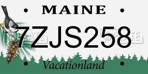 7ZJS258 Maine License Plate