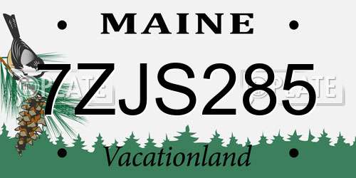 7ZJS285 Maine License Plate