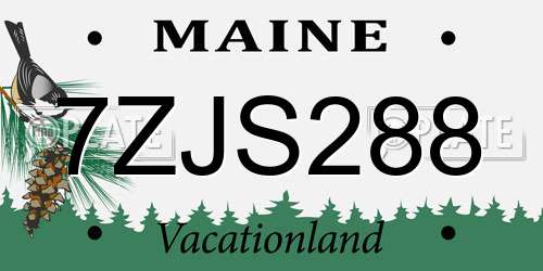 7ZJS288 Maine License Plate