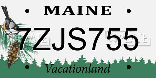 7ZJS755 Maine License Plate