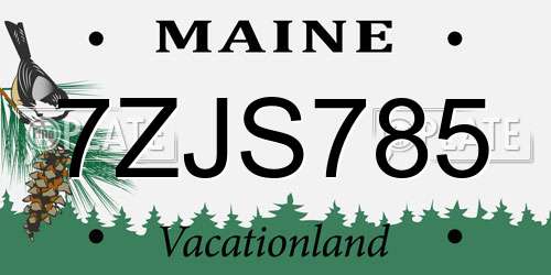7ZJS785 Maine License Plate