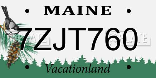 7ZJT760 Maine License Plate
