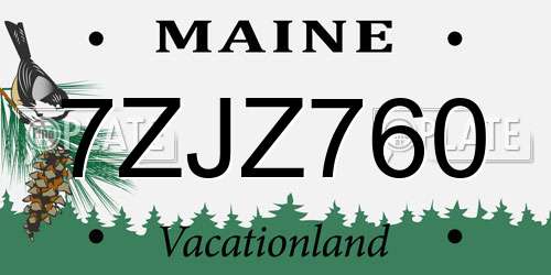 7ZJZ760 Maine License Plate