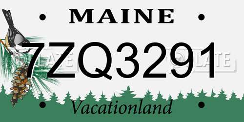 7ZQ3291 Maine License Plate