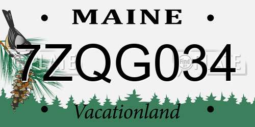 7ZQG034 Maine License Plate