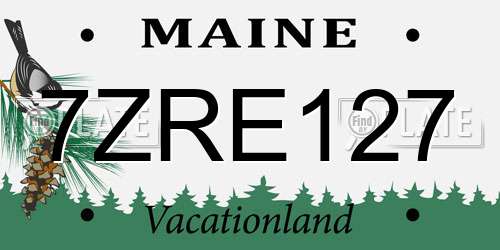 7ZRE127 Maine License Plate