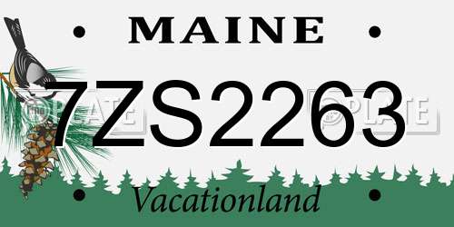 7ZS2263 Maine License Plate