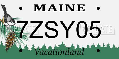 7ZSY05 Maine License Plate