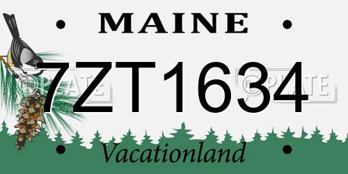 7ZT1634 Maine License Plate