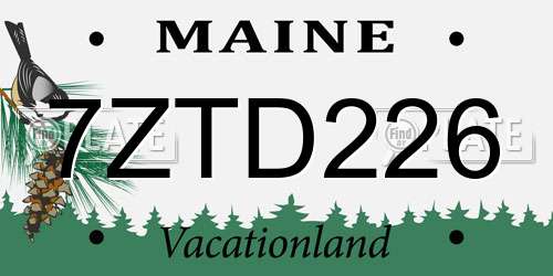 7ZTD226 Maine License Plate