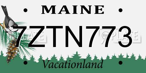 7ZTN773 Maine License Plate