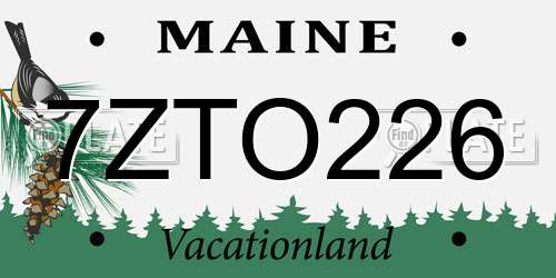 7ZTO226 Maine License Plate
