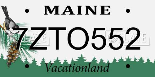 7ZTO552 Maine License Plate