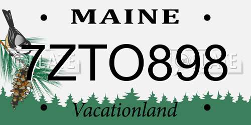 7ZTO898 Maine License Plate