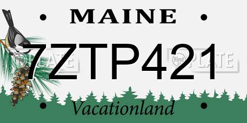 7ZTP421 Maine License Plate