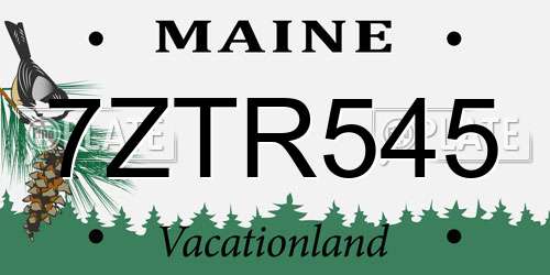 7ZTR545 Maine License Plate