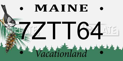7ZTT64 Maine License Plate