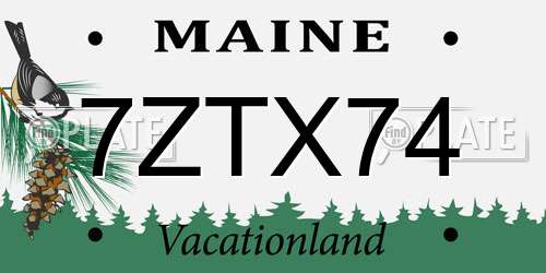 7ZTX74 Maine License Plate