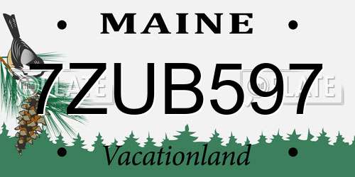 7ZUB597 Maine License Plate