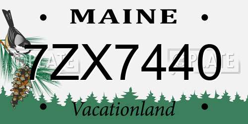 7ZX7440 Maine License Plate