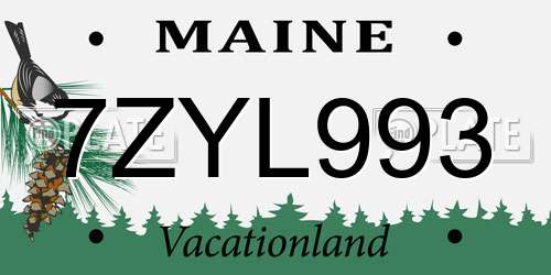 7ZYL993 Maine License Plate