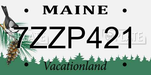 7ZZP421 Maine License Plate