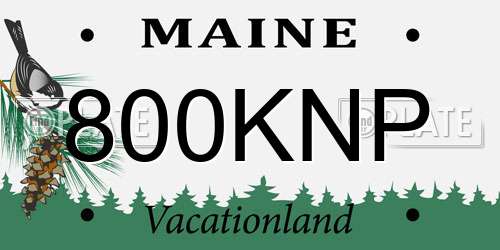 800KNP Maine License Plate