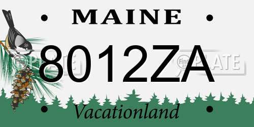 8012ZA Maine License Plate
