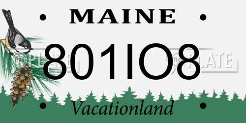 801IO8 Maine License Plate
