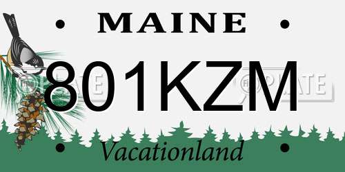801KZM Maine License Plate