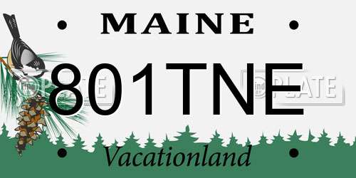 801TNE Maine License Plate