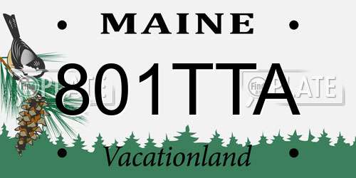 801TTA Maine License Plate