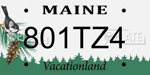 801TZ4 Maine License Plate