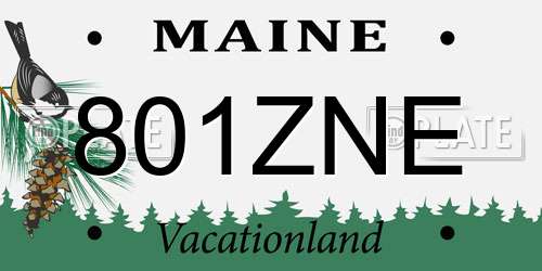 801ZNE Maine License Plate