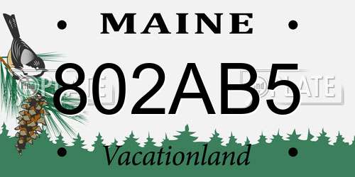 802AB5 Maine License Plate
