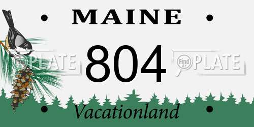 804 Maine License Plate