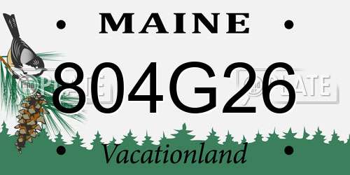 804G26 Maine License Plate