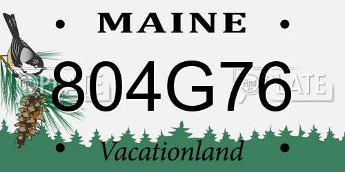 804G76 Maine License Plate