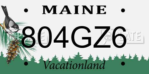 804GZ6 Maine License Plate