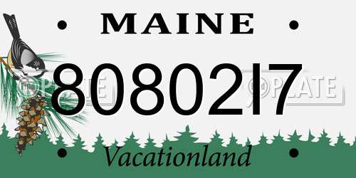 80802I7 Maine License Plate