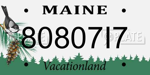 80807I7 Maine License Plate