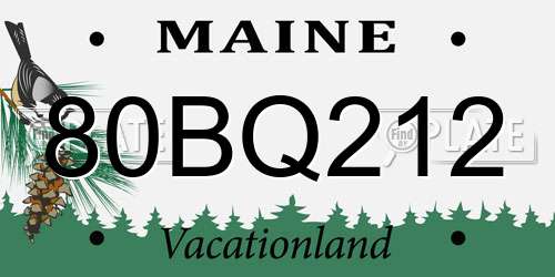 80BQ212 Maine License Plate