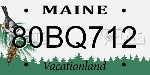 80BQ712 Maine License Plate
