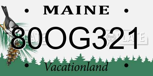 80OG321 Maine License Plate