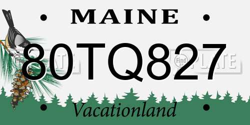 80TQ827 Maine License Plate