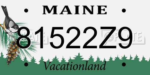 81522Z9 Maine License Plate
