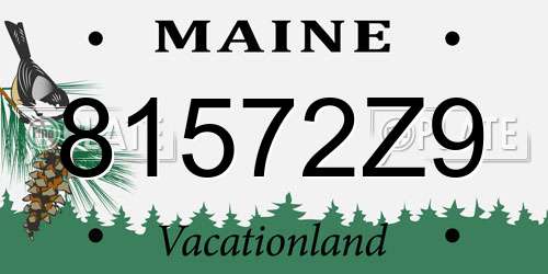 81572Z9 Maine License Plate