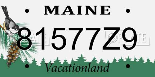 81577Z9 Maine License Plate