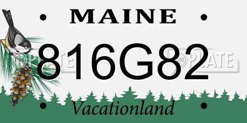 816G82 Maine License Plate